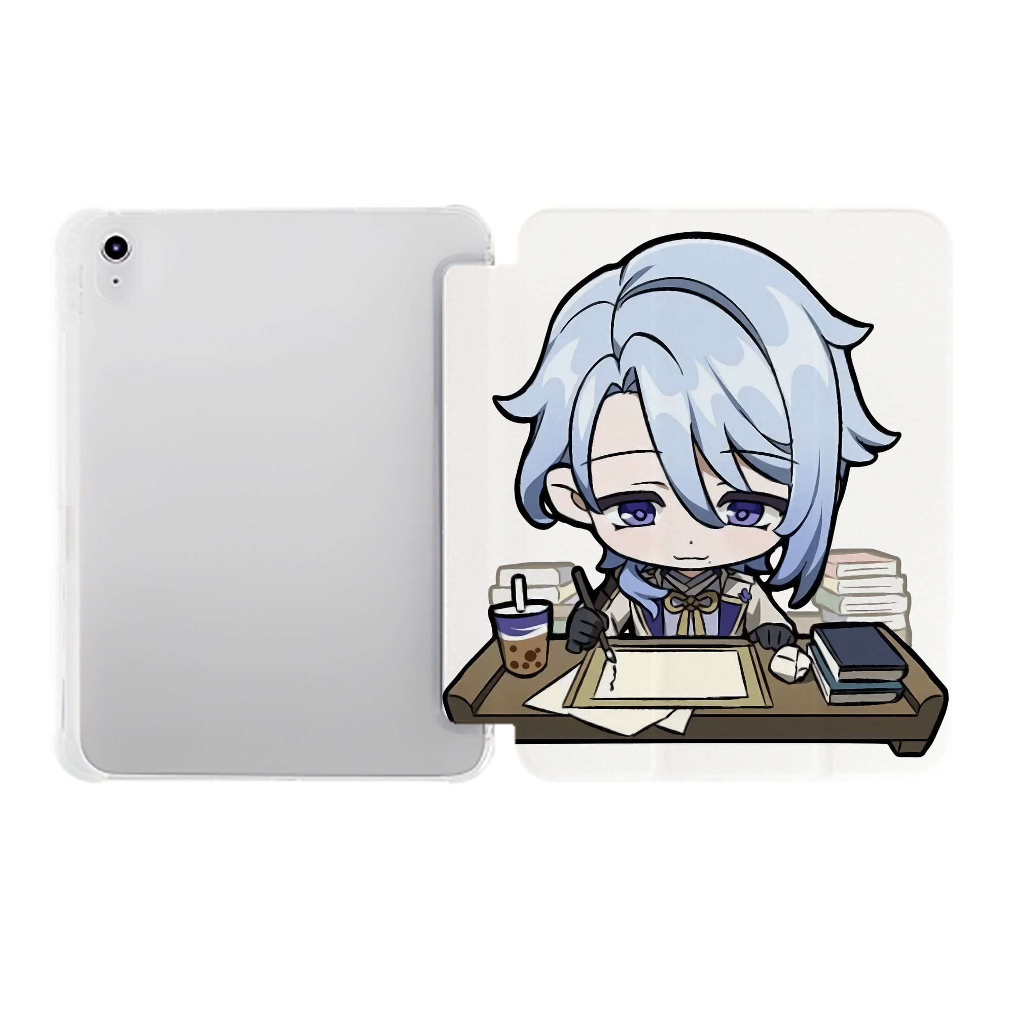 げんし神 神里綾人 かみさとあやと genshin Kamisato Ayato IPad ケース ペン収納付き 三つ折りスタンド PUレザー×シリコン 対応機種9.5/10.5/10.9インチ